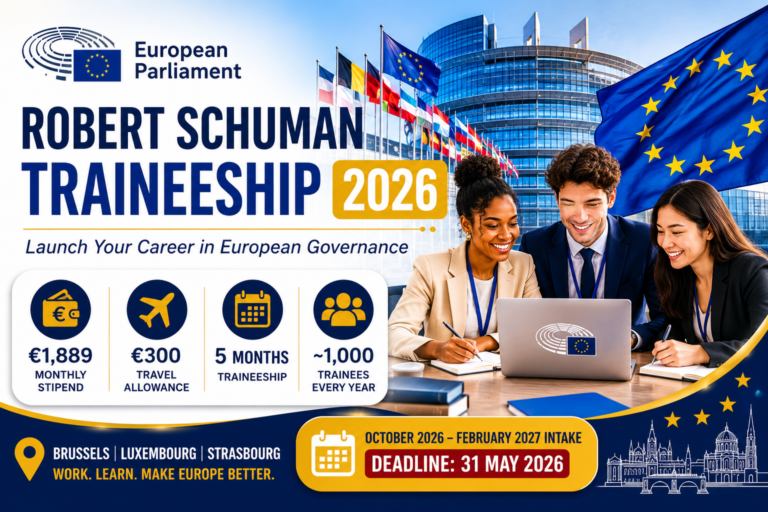 European Parliament Schuman Traineeship 2026 Paid EU Internship in Brussels, Luxembourg, and Strasbourg