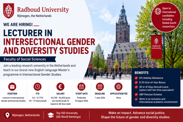 Lecturer in Intersectional Gender and Diversity Studies β Radboud University, Netherlands