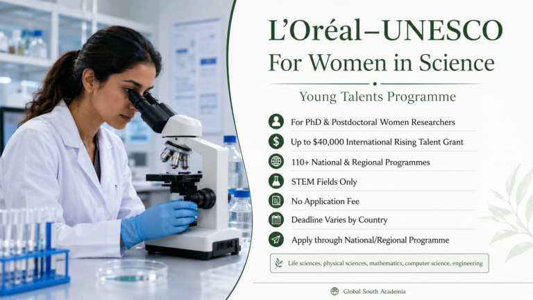 L'Oréal-UNESCO For Women in Science Young Talents Programme 2026 — Fully Funded Fellowship for Women PhD and Postdoctoral Researchers Worldwide