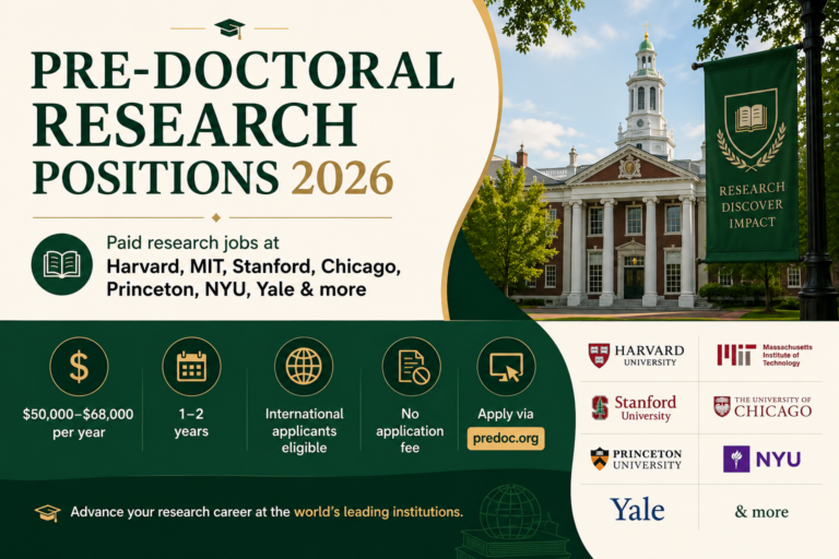 Pre-Doctoral Research Positions at Harvard, MIT, Stanford, Chicago and Princeton 2026 | Paid Research Jobs Open Now for Global South Candidates