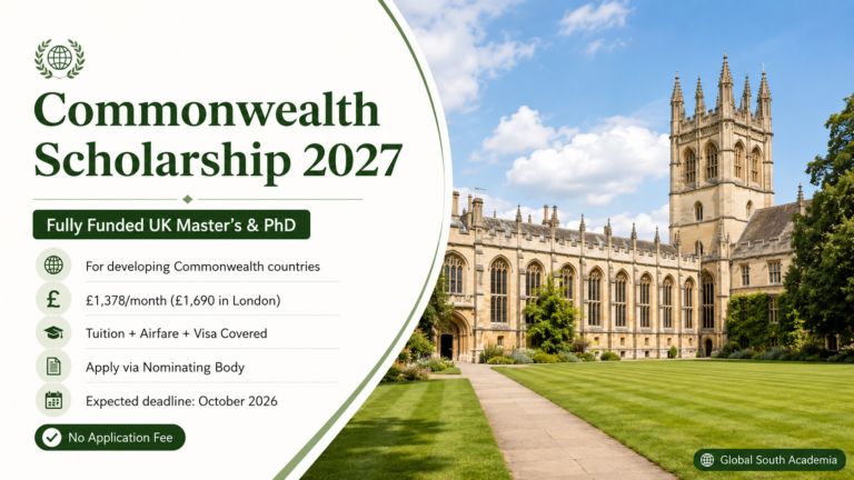 Commonwealth Scholarship 2027 | Fully Funded UK Degree Exclusively for Developing Commonwealth Countries (Complete Guide)