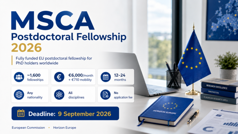 MSCA Postdoctoral Fellowship 2026 | €399 Million EU Fellowship Open to Researchers from Any Country (Deadline 9 September 2026)