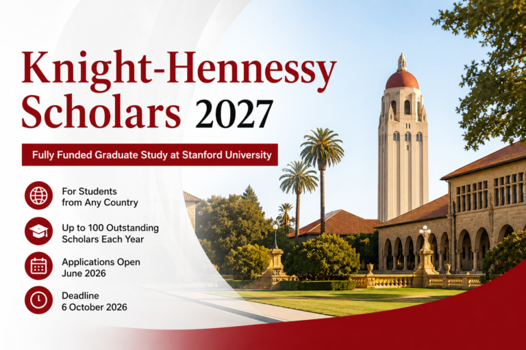 Knight-Hennessy Scholars 2027 | Fully Funded Graduate Study at Stanford University for Students from Any Country (Applications Open June 2026)